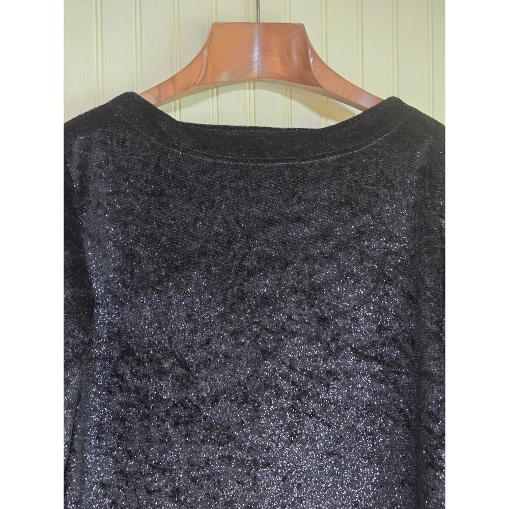 Cricket Lane Shirt‎ Womens Medium Black Metallic Knit Long Sleeve Sparkle Top